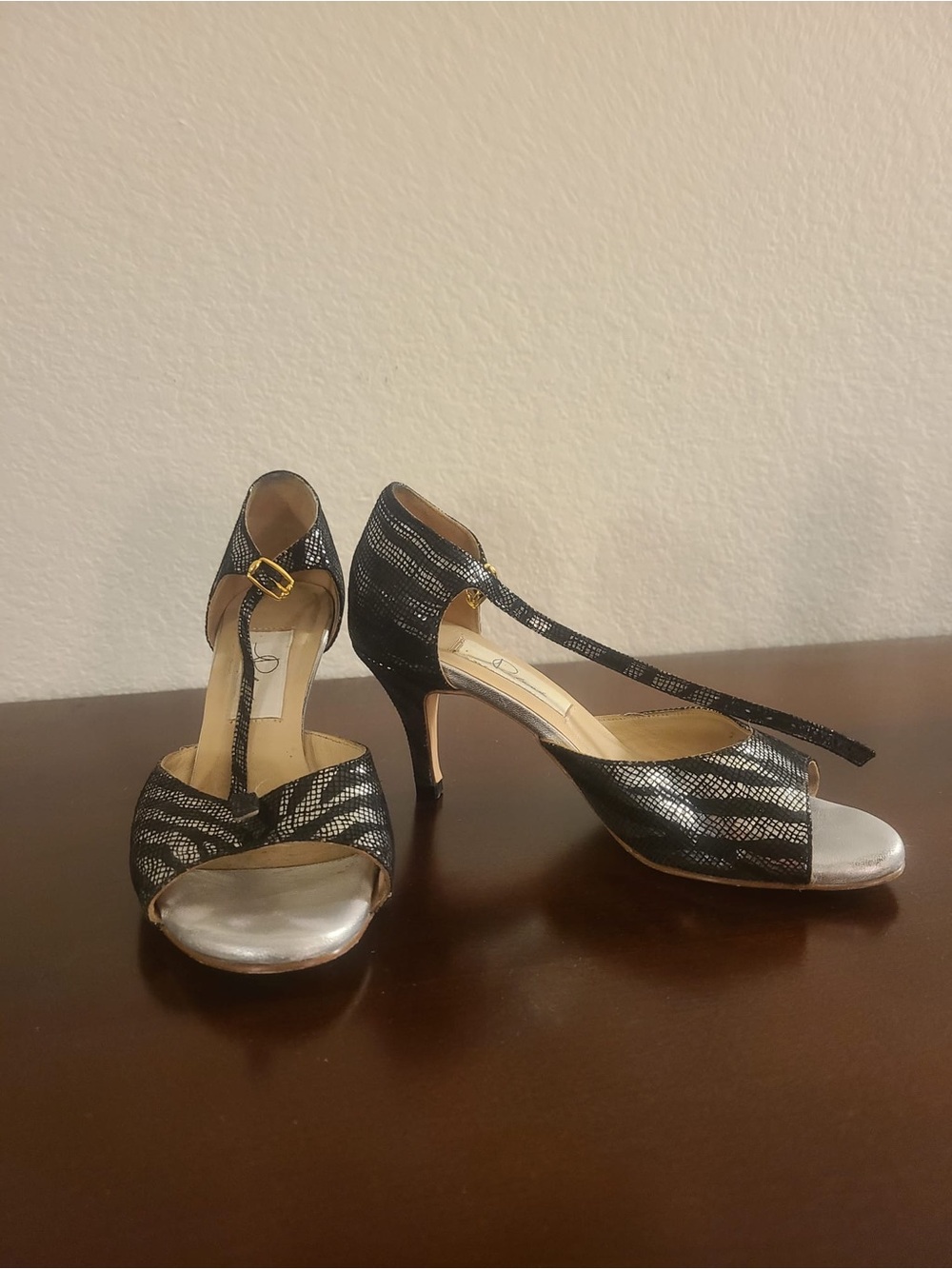 Tango shoes Black and Silver Peep Toe Heels
